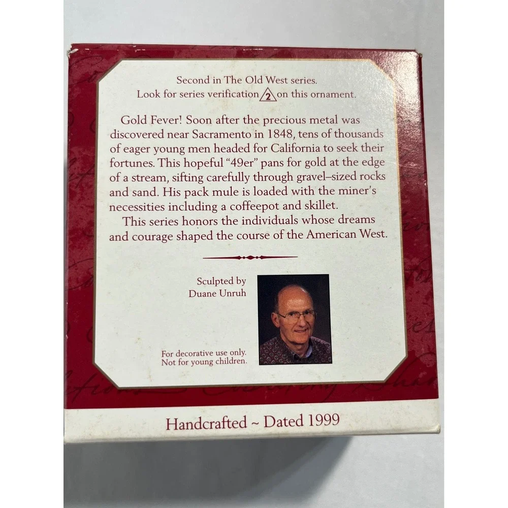 1999 Hallmark Keepsake Ornament Prospector The Old West Series 2 Duane‎ Unruh